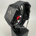 ONOLA Mens SPACE MAN SQUARE Black Chronograph Silicone Watch Watch NEW