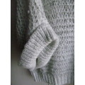 Light Grey Knitted 3/4 Sleeve Batwing Sweater