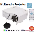 Multimedia LED Projector with HDMI, AV, VGA, USB, SD. Available in Black and White color
