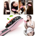 Hot Iron Hair Straightening Brush. With Temperature Controls. LED Display. Pink color.