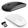 2.4GHz Ultra Slim Optical Wireless Mouse. Available in Black or White color.