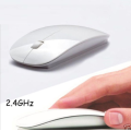 2.4GHz Ultra Slim Optical Wireless Mouse. Available in Black or White color.