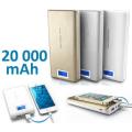 20 000mAh Universal Power Bank with LCD Display. Built in Protection, LED Torch. Assorted Colors