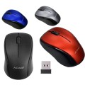 Optical Wireless Mouse. 2.4GHz. Available in Black, Blue, Red and Silver colors.