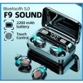High Quality F9 Wireless Earbuds With Power Bank. For Android, iOS, Windows & Mac OS. Bluetooth 5.0.