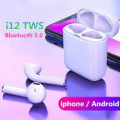 New i12 Wireless Earbuds. Compatible With Android, iOS, Windows and Mac OS. Bluetooth 5.0