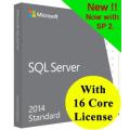 Microsoft SQL Server 2014 Standard with 16 Core License, unlimited User CALs Brand New