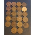 22 mixed SA Union half pennies. Bid per coin to take all