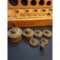 Brass analytical weights in original box. Some missing.