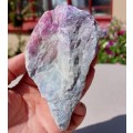 INCREDIBLY BEAUTIFUL RAW ROCK SPECIMEN IN SHADES OF PINK TO DARK PURPLE ON A WHITE QUARTZ OR PECTOLI