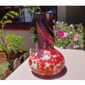 STUNNING LARGE (39CM HIGH) HAND BLOWN GLASS ART VASE WITH PONTIL MARK IN VERY GOOD CONDITION