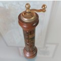 VINTAGE FLORENTIA ITALY MAP WOOD AND BRASS PEPPER GRINDER