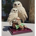 1989 GUISEPPE ARMANI (1935-2006) TWO OWLS COMPOSITE PORCELAIN FIGURINE FLORENCE CAPODIMONTE N MARKED