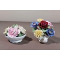 TWO ROYAL AYNSLEY FLORAL BOUQUET IN VASES - HAND MODELLED AND HAND PAINTED