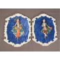 VINTAGE DEPOSE ITALY 1960S WALL MOUNTED 3-DIMENSIONAL RESIN FIGURES OF A GREETING COUPLE ON A VELVET