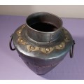 HANDMADE METAL WATER POT WITH RING HANDLES AND BRASS DECORATIONS MADE IN INDIA