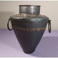 HANDMADE METAL WATER POT WITH RING HANDLES AND BRASS DECORATIONS MADE IN INDIA