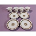 FOUR NORITAKE JAPAN 2057 RUSKIN PATTERN CUPS AND SAUCERS