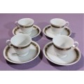 FOUR NORITAKE JAPAN 2057 RUSKIN PATTERN CUPS AND SAUCERS