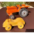 VINTAGE WOODEN TRACTOR AND CAR