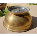 SOLID BRASS BOWL ON PEDASTAL WITH FOLDED GROOVED RIM