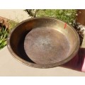 ROUND FLAT SOLID BRASS OR POSSIBLY BRONZE (KANSA) BOWL