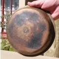 ROUND FLAT SOLID BRASS OR POSSIBLY BRONZE (KANSA) BOWL