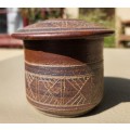 HAND DECORATED CLAY HUT SHAPED POT