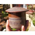 HAND DECORATED CLAY HUT SHAPED POT