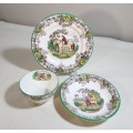 COPELAND SPODE BYRON PATTERN (1933-1969) HAND PAINTED LUNCH PLATE, CEREAL BOWL AND SUGAR BOWL