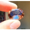 NATURAL UNTREATED LARGE 21.28CT BI-COLOUR IMPERIAL TOPAZ GEMSTONE WITH BEAUTIFUL OVAL CUT  RARE