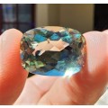 HOW STRANGE? A LARGE NATURAL HEAT TREATED 9.6CT GREEN AMETHYST GEMSTONE WITH BEAUTIFUL CUSHION CUT