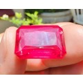 AWESOME LARGE 26.90CT REAL! RED RUBY GEMSTONE - SCRATCH GLASS EASY!  - UV LIGHT FLUORESCES RED!