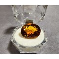 LARGE 24,15CT ORANGE GOLD NATURAL CITRINE GEMSTONE WITH AWESOME OVAL CHECKERBOARD CUT
