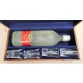 ARBEID ADEL ELBOWS PEACH SCHNAPPS 750ML BOTTLE WITH 4 FRENCH MADE SHOT GLASSES IN WOODEN CASE