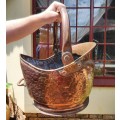 DOVETAILED JOINTED! AND RIVETED HANDLES! HANDMADE COPPER COAL BUCKET - HEAVY 2,7KG