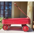 VINTAGE 1950S TRI-ANG RED PULL-ALONG TRAILER WHEELS TURNS SMOOTHLY