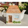 LARGE 15CM HIGH ENGLISHCOUNTRY HOME CERAMIC TEAPOT - HANDPAINTED