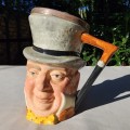 VINTAGE 1960S LANCASTER AND SANDLAND MR MICAWBER DICKENS CHARACTER JUG WITH YEOMAN EPNS LID