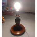 SOLID TURNED WOOD TABLE LAMP WORKING  LONG CORD FITTED