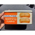 RARE 1960S OVALTINE TEETHING RUSKS TIN BOX