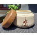 SPECKLED WINDHOEK ALOE STONEWARE LIDDED CONTAINER