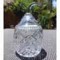 LOVELY VINTAGE PEARSHAPED CLEAR PRESSED GLASS JAM OR SUGAR LIDDED POT