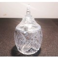 LOVELY VINTAGE PEARSHAPED CLEAR PRESSED GLASS JAM OR SUGAR LIDDED POT