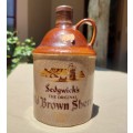 SEDWICKS 1960S THE ORIGINAL OLD BROWN SHERRY 750ML ENAMELLED CERAMIC DECANTER SEALED! AND FULL!