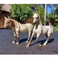TWO RETIRED AND RARE SCHLEICH GERMANY HORSE FIGURINES: ANDALUSIAN AND ARABIC MARES