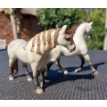 TWO RETIRED AND RARE SCHLEICH GERMANY HORSE FIGURINES: ANDALUSIAN AND ARABIC MARES