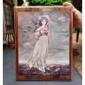 PINKIE (MISS SARAH MOULTON) VINTAGE FRAMED LITHOGRAPH PRINT OF A THOMAS LAWRENCE 1794 PAINTING