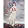 PINKIE (MISS SARAH MOULTON) VINTAGE FRAMED LITHOGRAPH PRINT OF A THOMAS LAWRENCE 1794 PAINTING