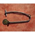 MYSTERIOUS AND UNUSUAL VINTAGE EGYPTIAN GOOD LUCK COIN FOB AND CHAIN